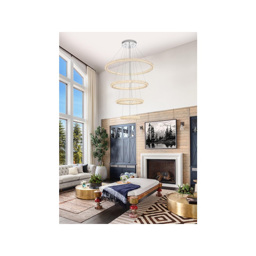 Bowen 42 inch LED chandelier in chrome. Picture 2