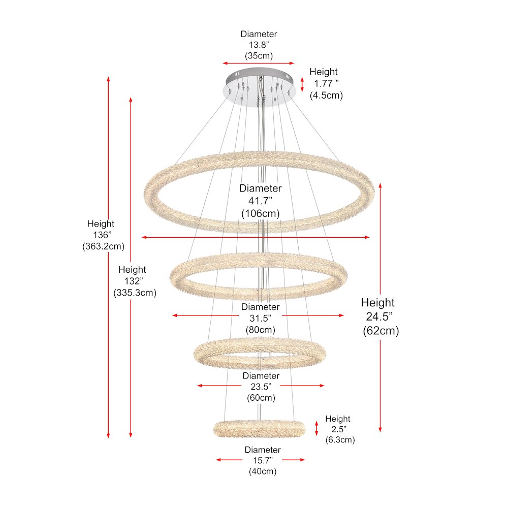 Bowen 42 inch LED chandelier in chrome. Picture 4