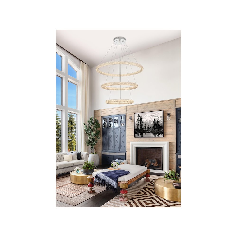 Bowen 42 inch LED chandelier in chrome. Picture 2