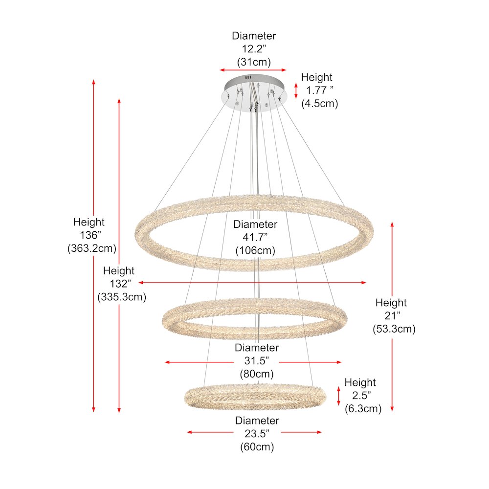 Bowen 42 inch LED chandelier in chrome. Picture 4