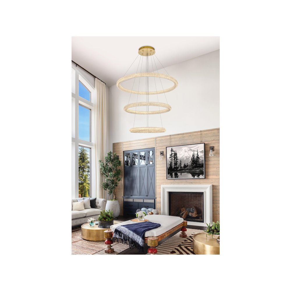 Bowen 42 inch LED chandelier in Satin Gold. Picture 2