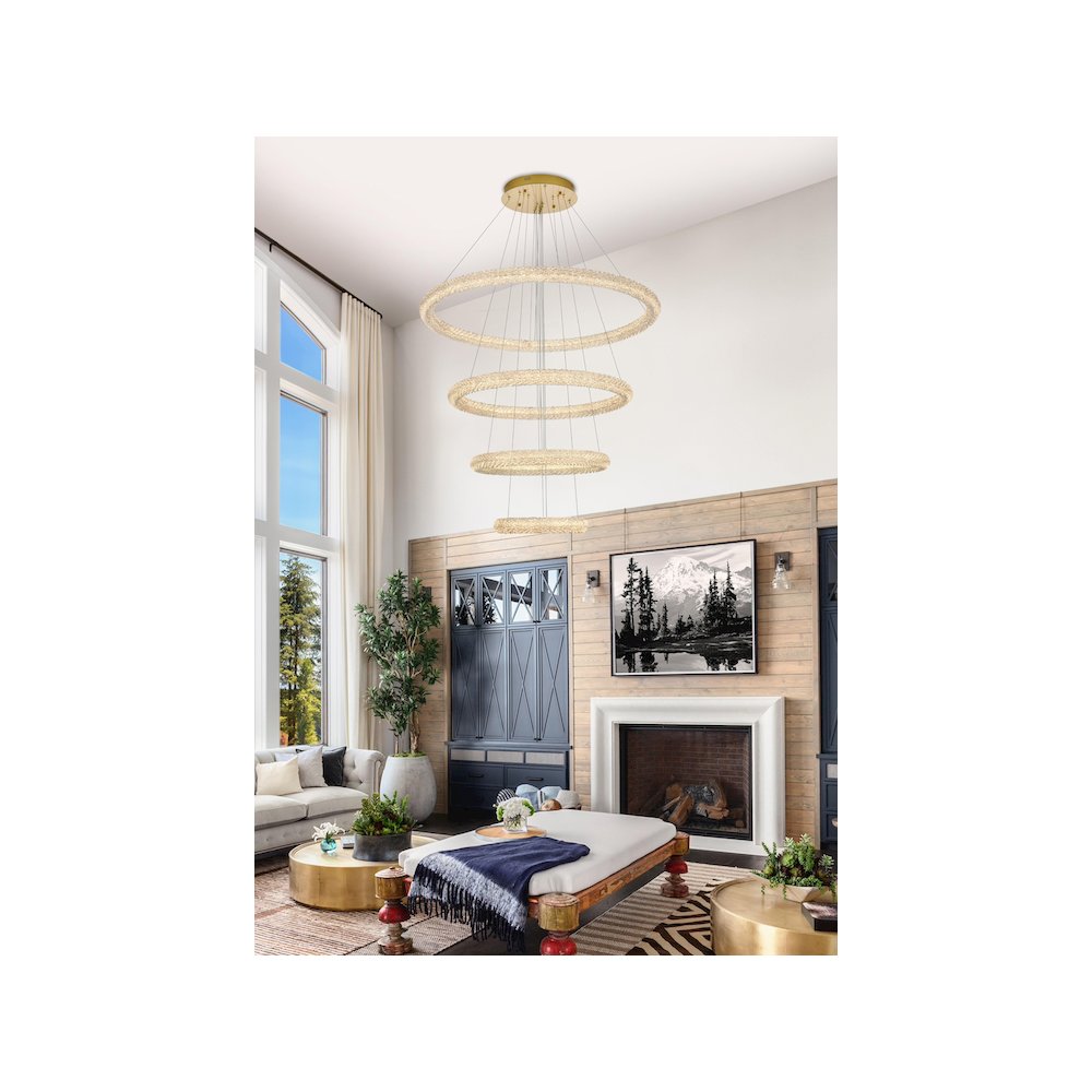 Bowen 42 inch LED chandelier in Satin Gold. Picture 2