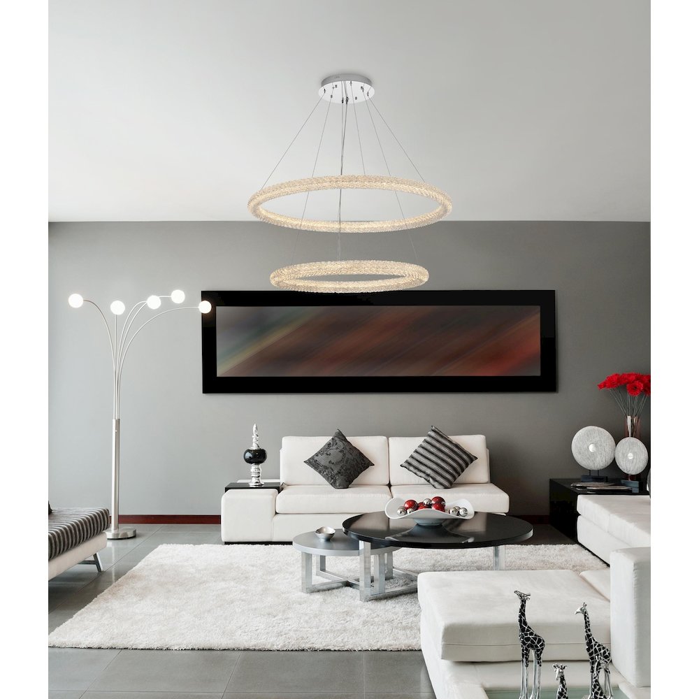 Bowen 42 inch LED chandelier in chrome. Picture 2