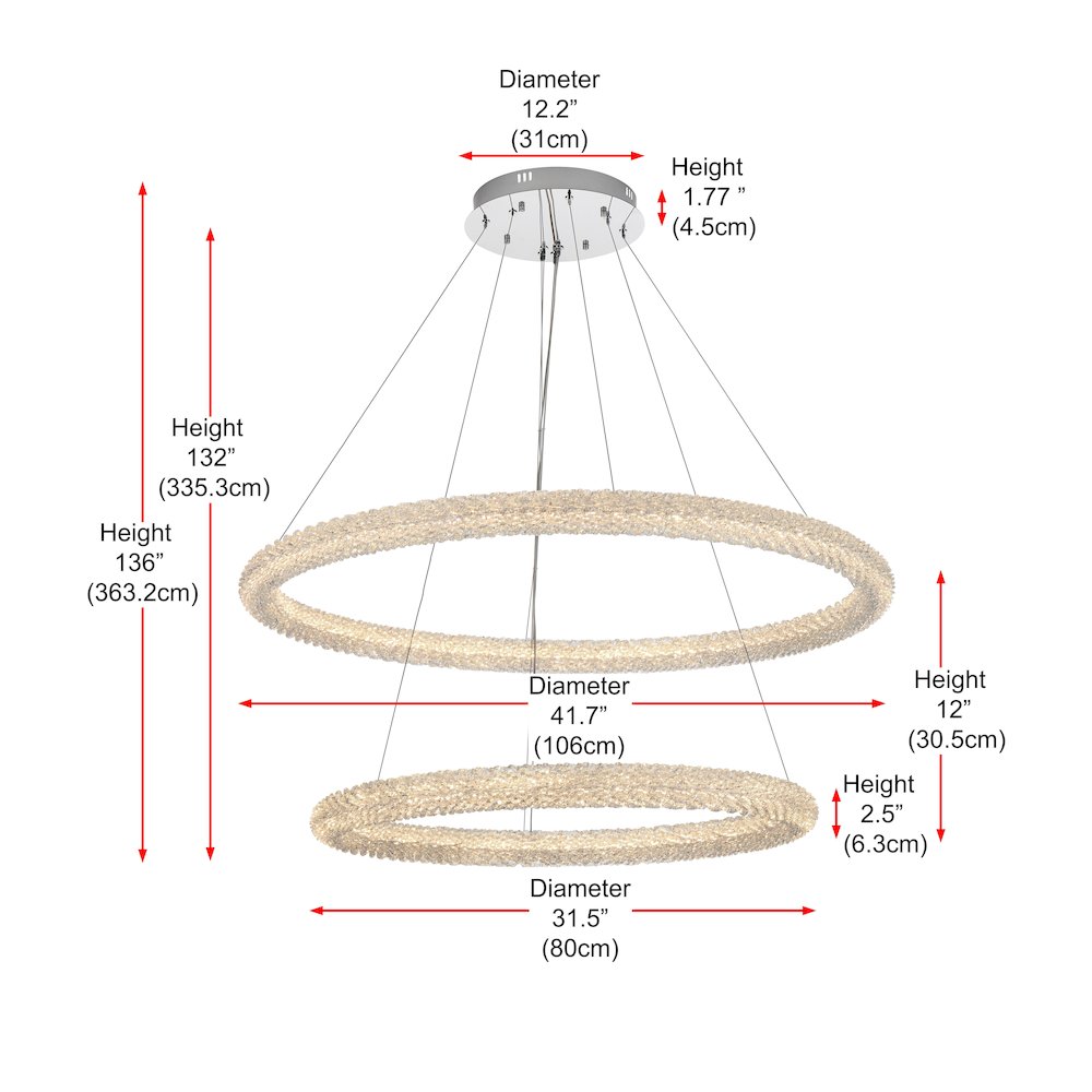 Bowen 42 inch LED chandelier in chrome. Picture 3