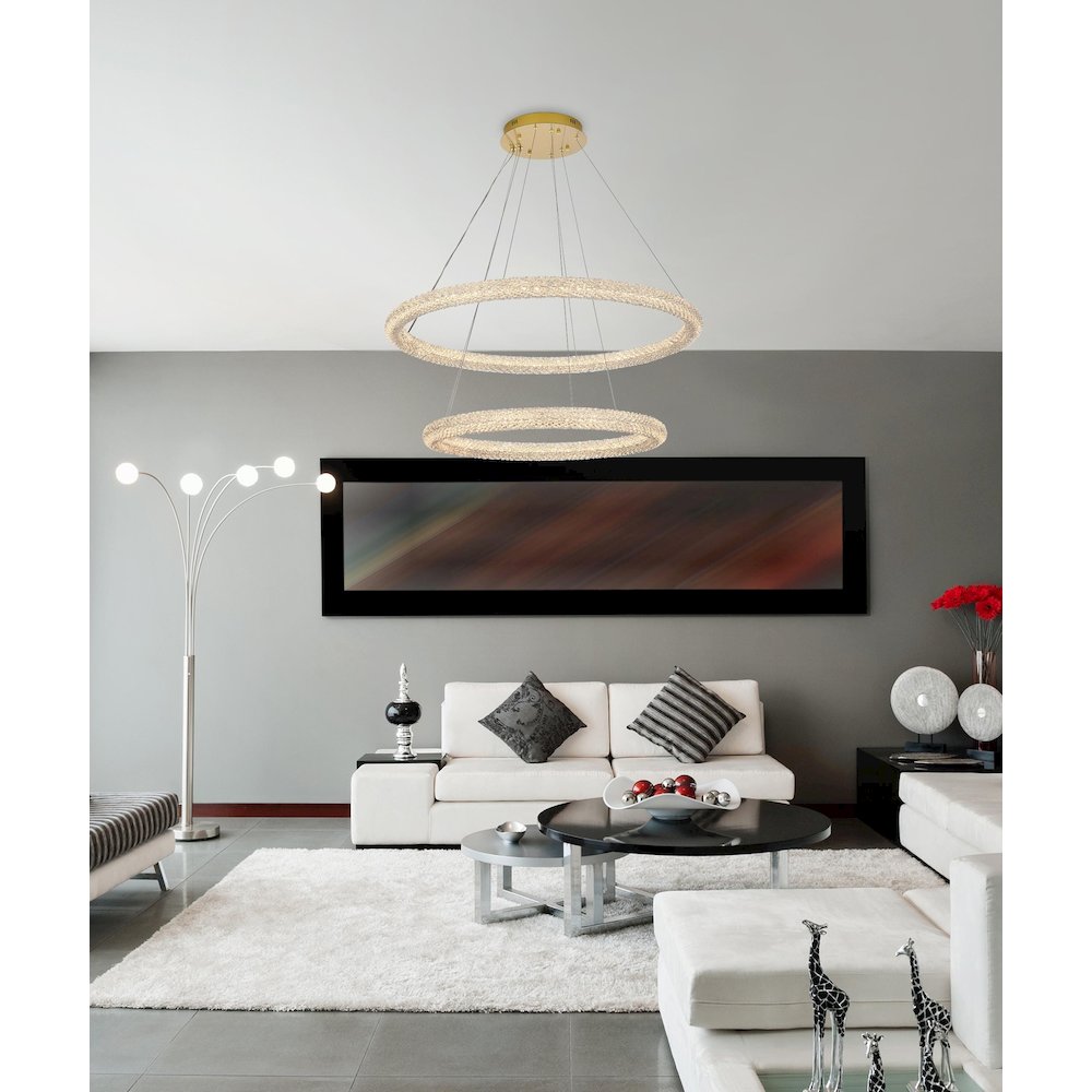 Bowen 42 inch LED chandelier in Satin Gold. Picture 2
