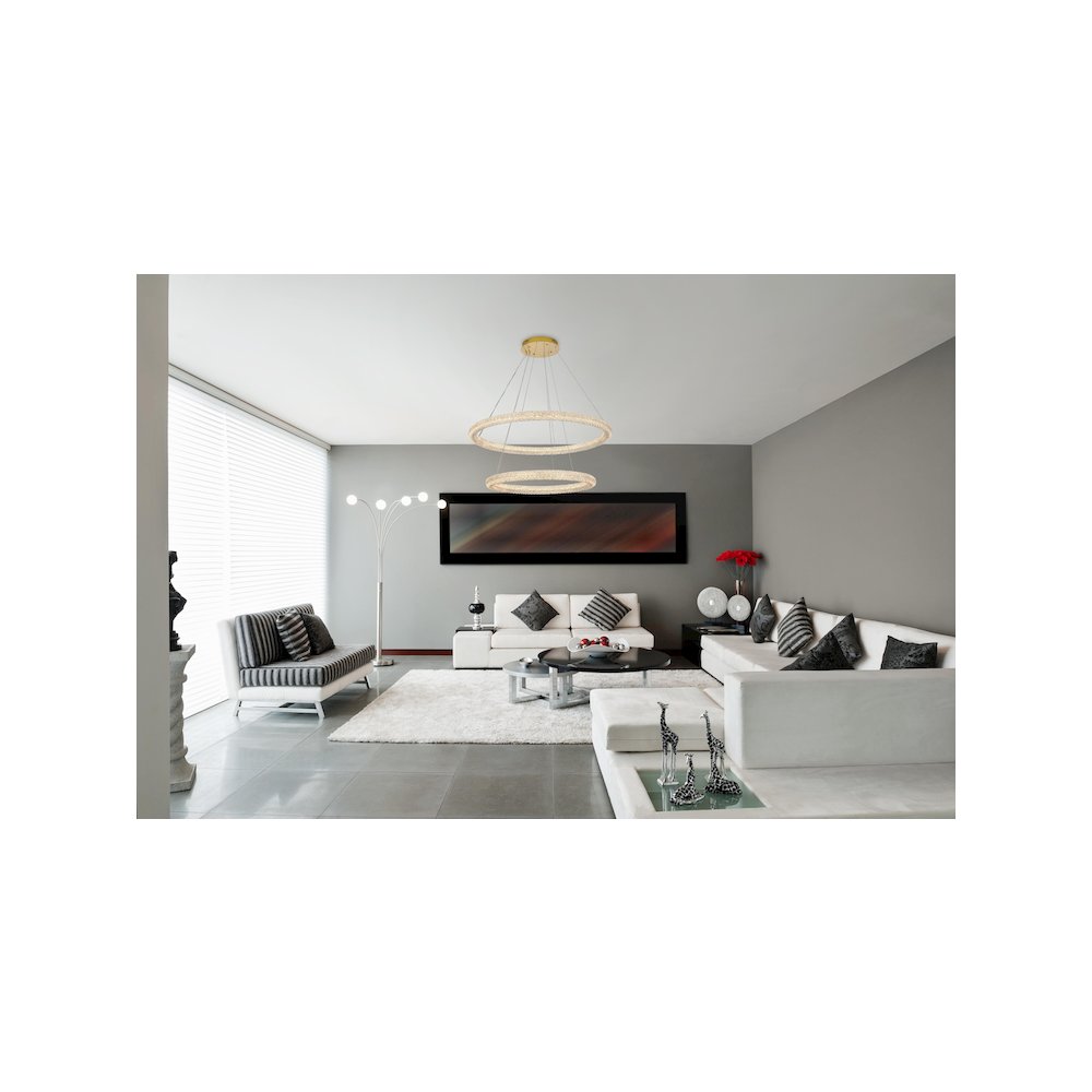 Bowen 42 inch LED chandelier in Satin Gold. Picture 11