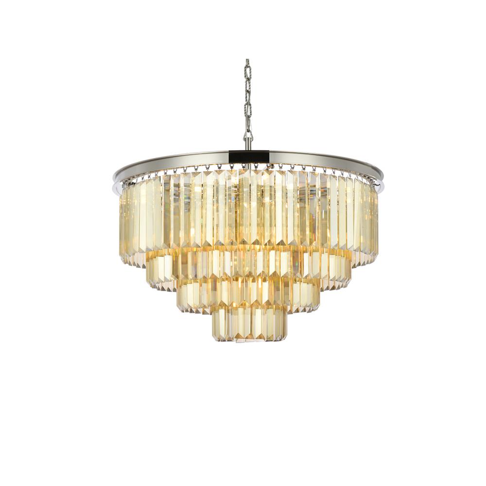 Sydney 17 light polished nickel Chandelier Golden Teak (Smoky) Royal Cut Crystal. Picture 2