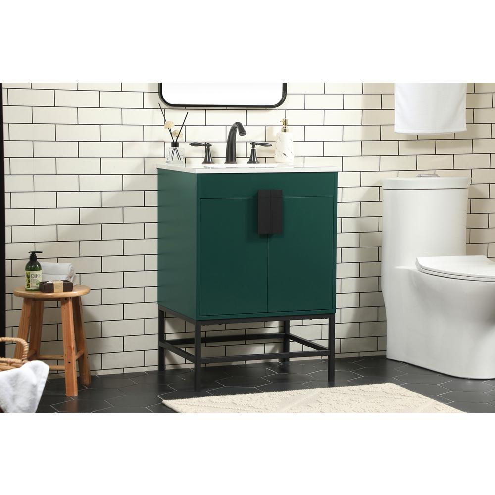 24 inch Single bathroom vanity in green. Picture 2