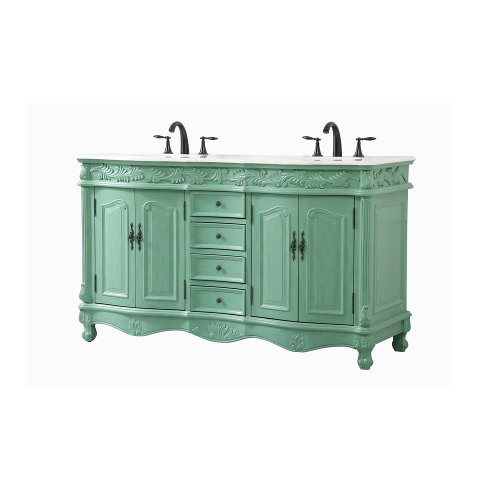 60 inch double Bathroom vanity in vintage mint. Picture 7