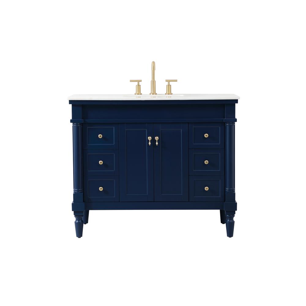 42 inch Single bathroom vanity in blue. Picture 1