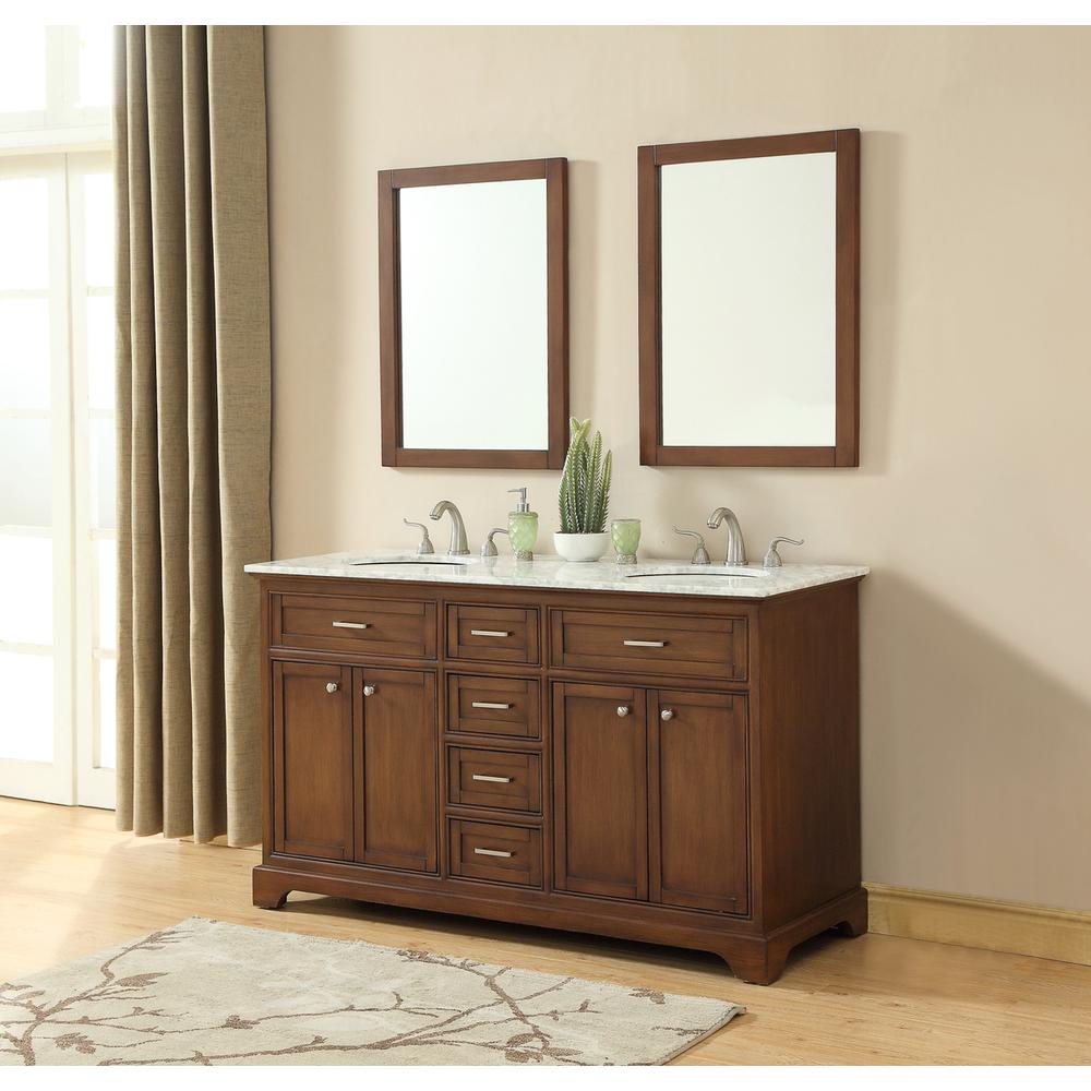 60 In. Double Bathroom Vanity Set In Teak. Picture 2