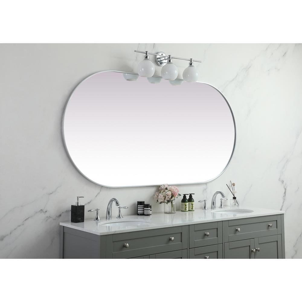 Metal Frame Oval Mirror 36x72 Inch in Silver. Picture 4