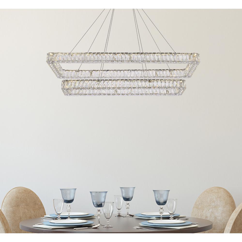 Monroe 50 inch LED double rectangle pendant in chrome. Picture 8