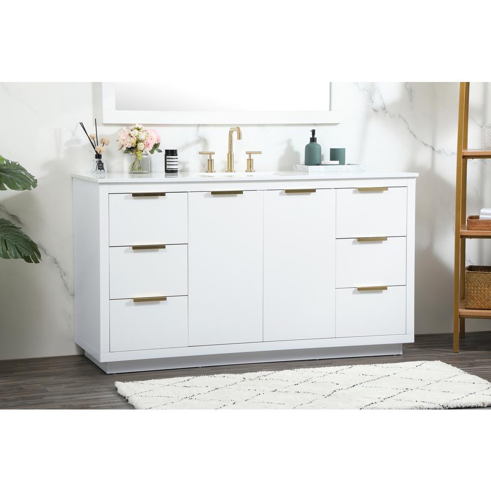 60 inch Single bathroom vanity in white. Picture 2