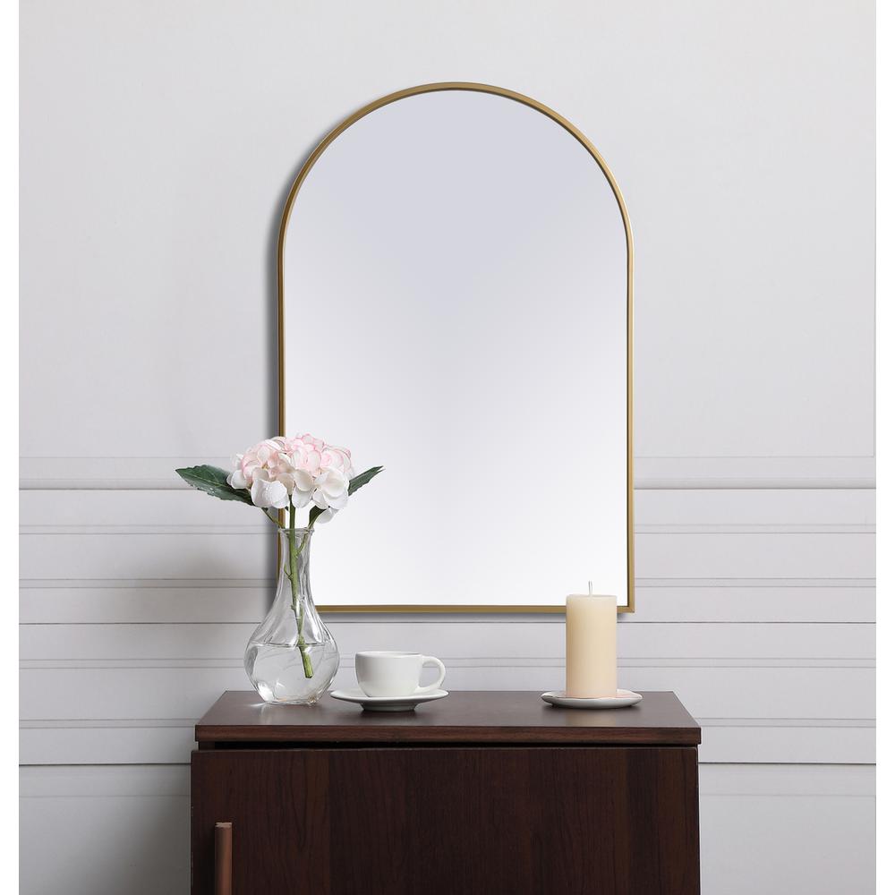 Metal Frame Arch Mirror 24x36 Inch in Brass. Picture 3