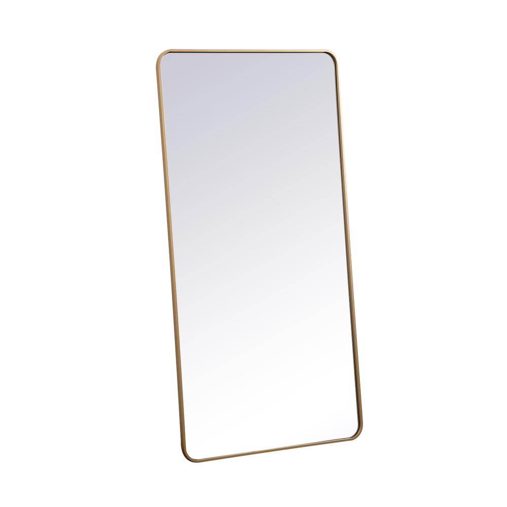 Soft corner metal rectangular mirror 30x60 inch in Brass. Picture 7
