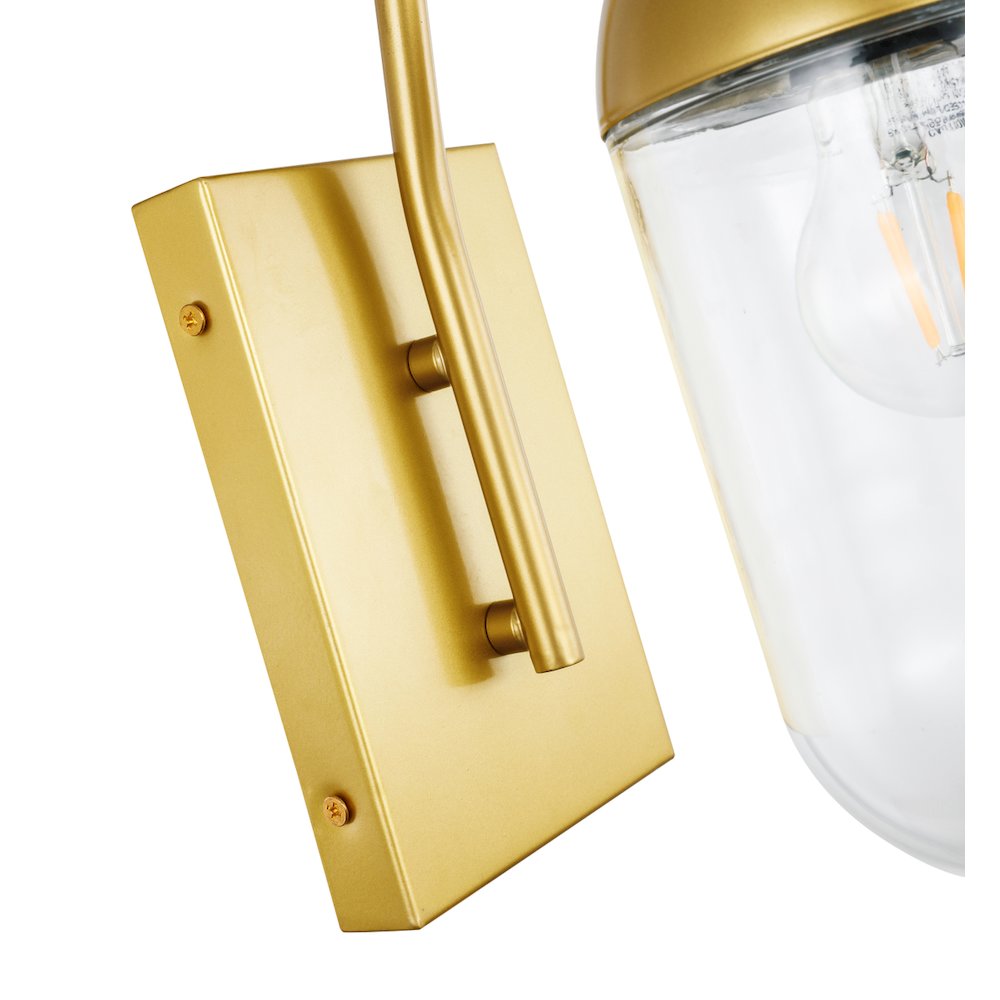 Kace 1 Light Brass And Clear Glass Wall Sconce. Picture 13