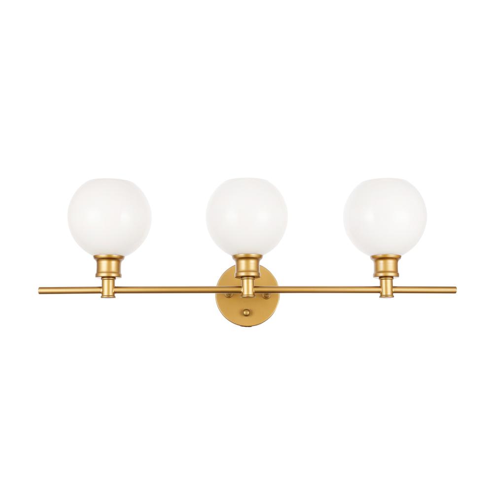 Collier 3 light Brass and Frosted white glass Wall sconce. Picture 2