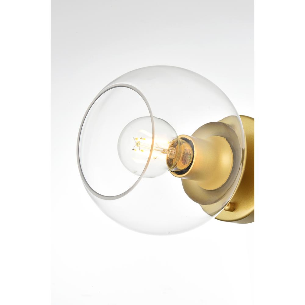 Rogelio 1 light Brass and Clear Bath Sconce. Picture 3