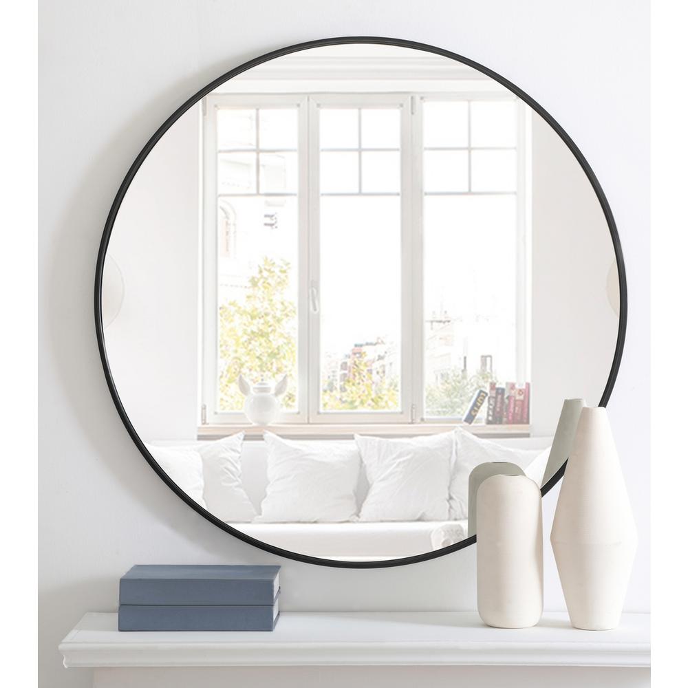 Metal frame Round Mirror 36 inch Black finish. Picture 11