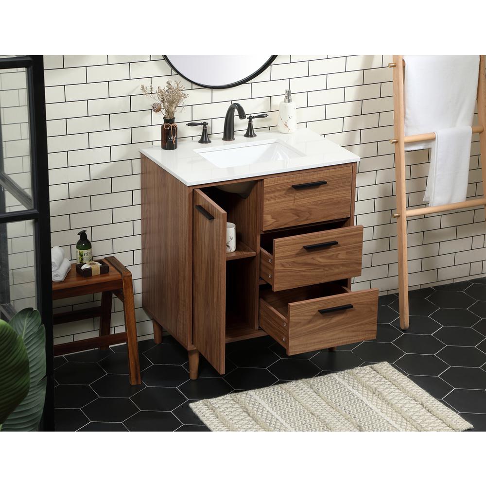 30 inch Single bathroom vanity in walnut brown. Picture 3