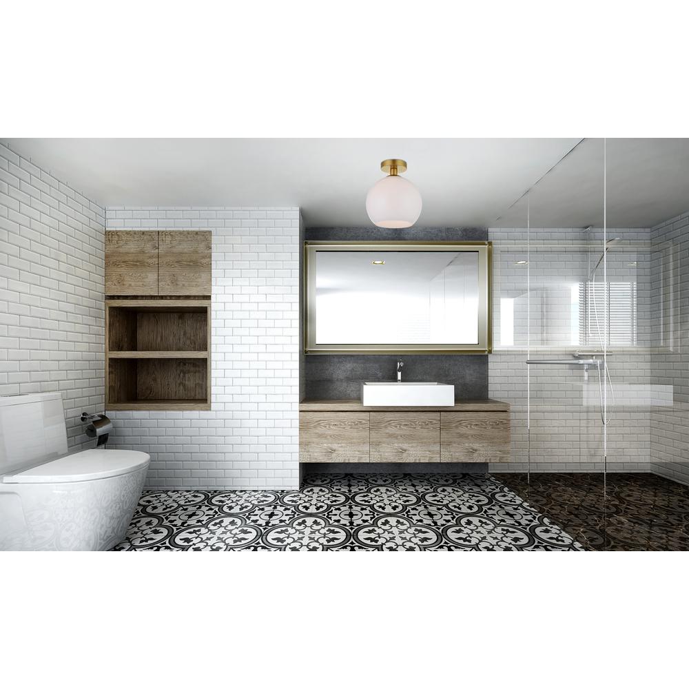 Baxter 1 Light Brass Flush Mount With Frosted White Glass. Picture 6