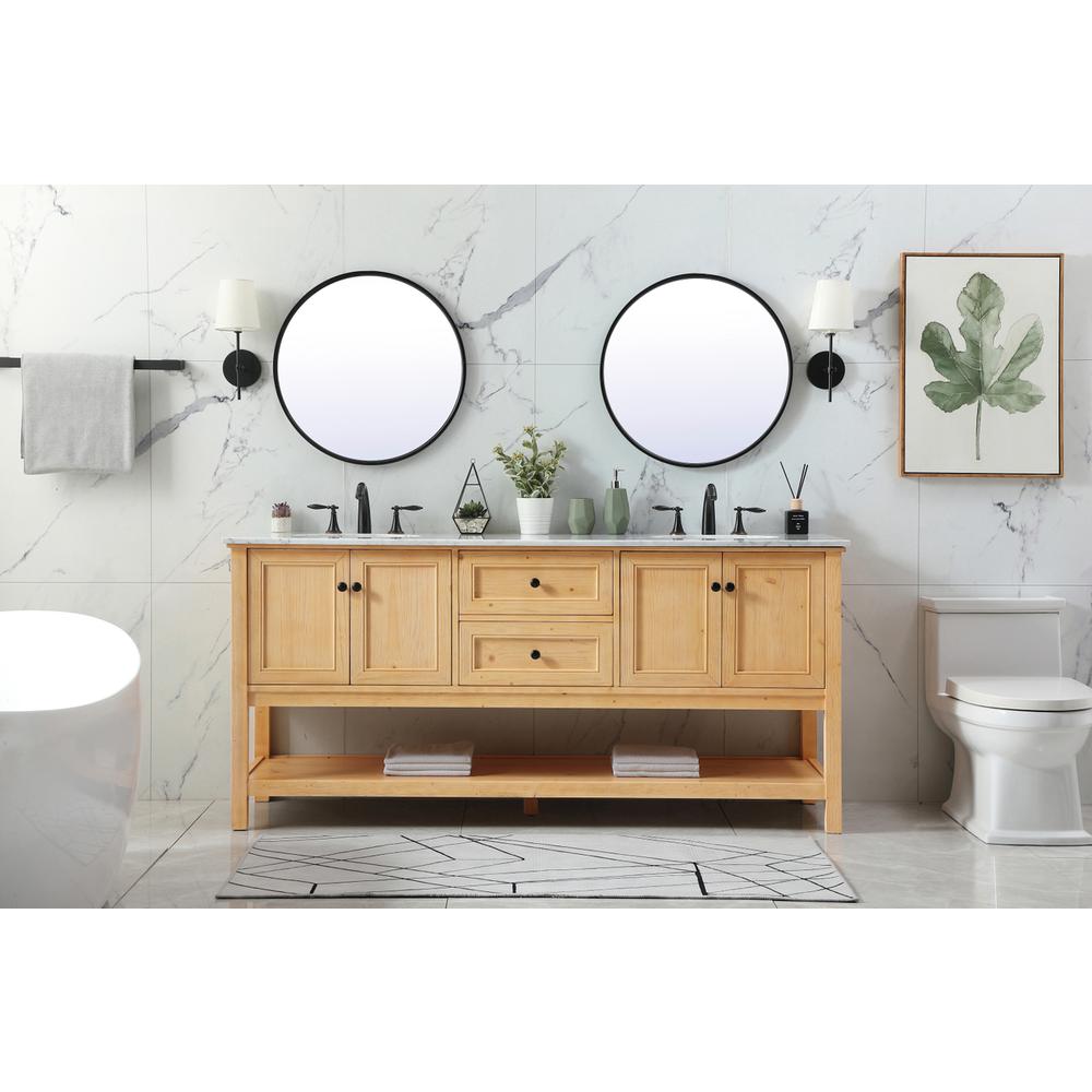 72 inch double bathroom vanity in natural wood. Picture 4