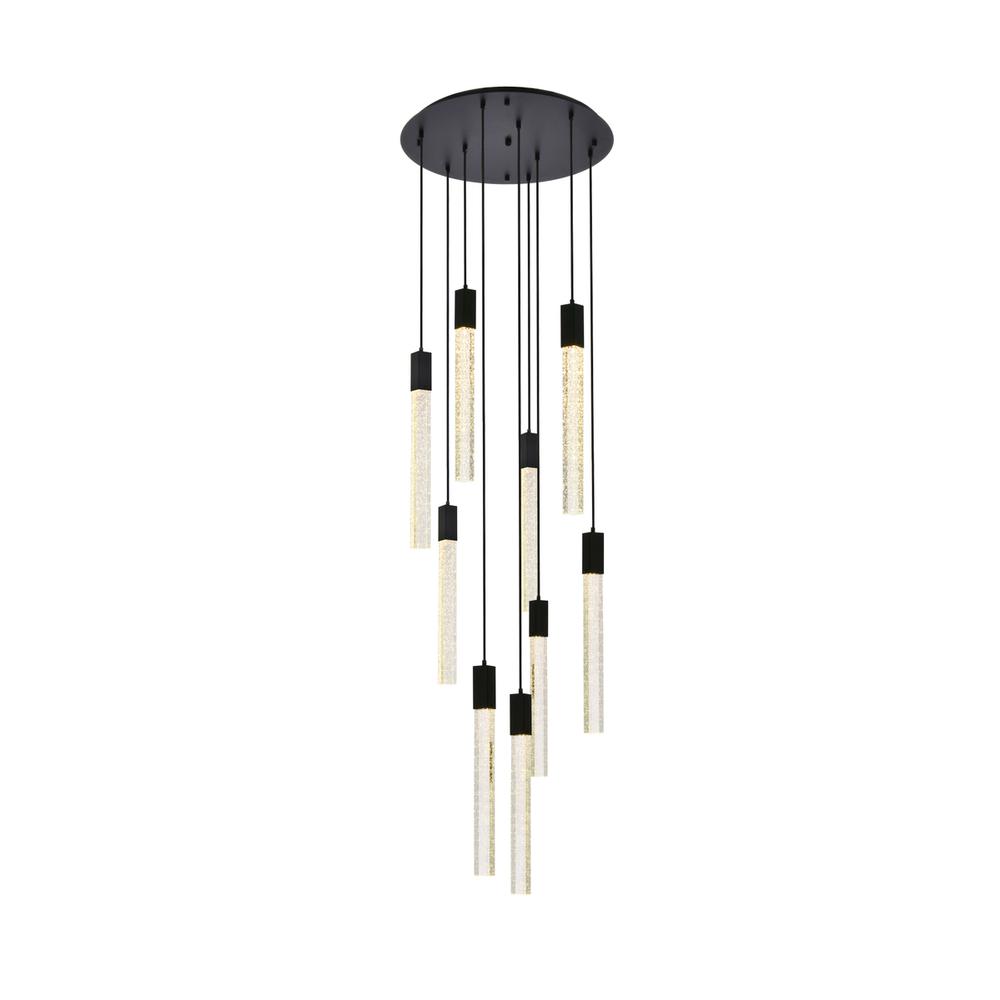 Weston 9 lights pendant in black. Picture 1