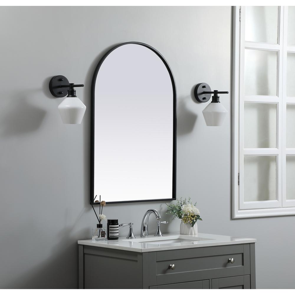 Metal Frame Arch Mirror 24x36 Inch in Black. Picture 2