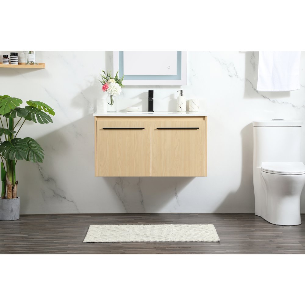 36 Inch Single Bathroom Vanity In Maple With Backsplash. Picture 2
