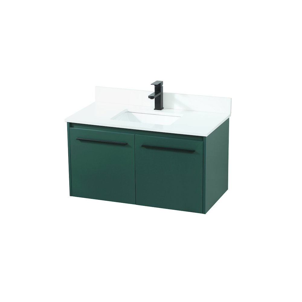 36 Inch Single Bathroom Vanity In Green With Backsplash. Picture 9