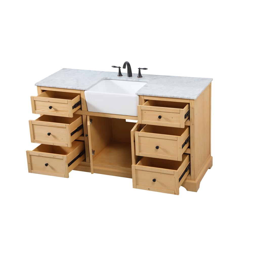 60 inch Single bathroom vanity in natural wood. Picture 9