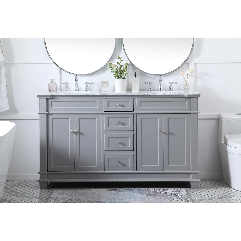 60 inch Double Bathroom Vanity set in Grey. Picture 14