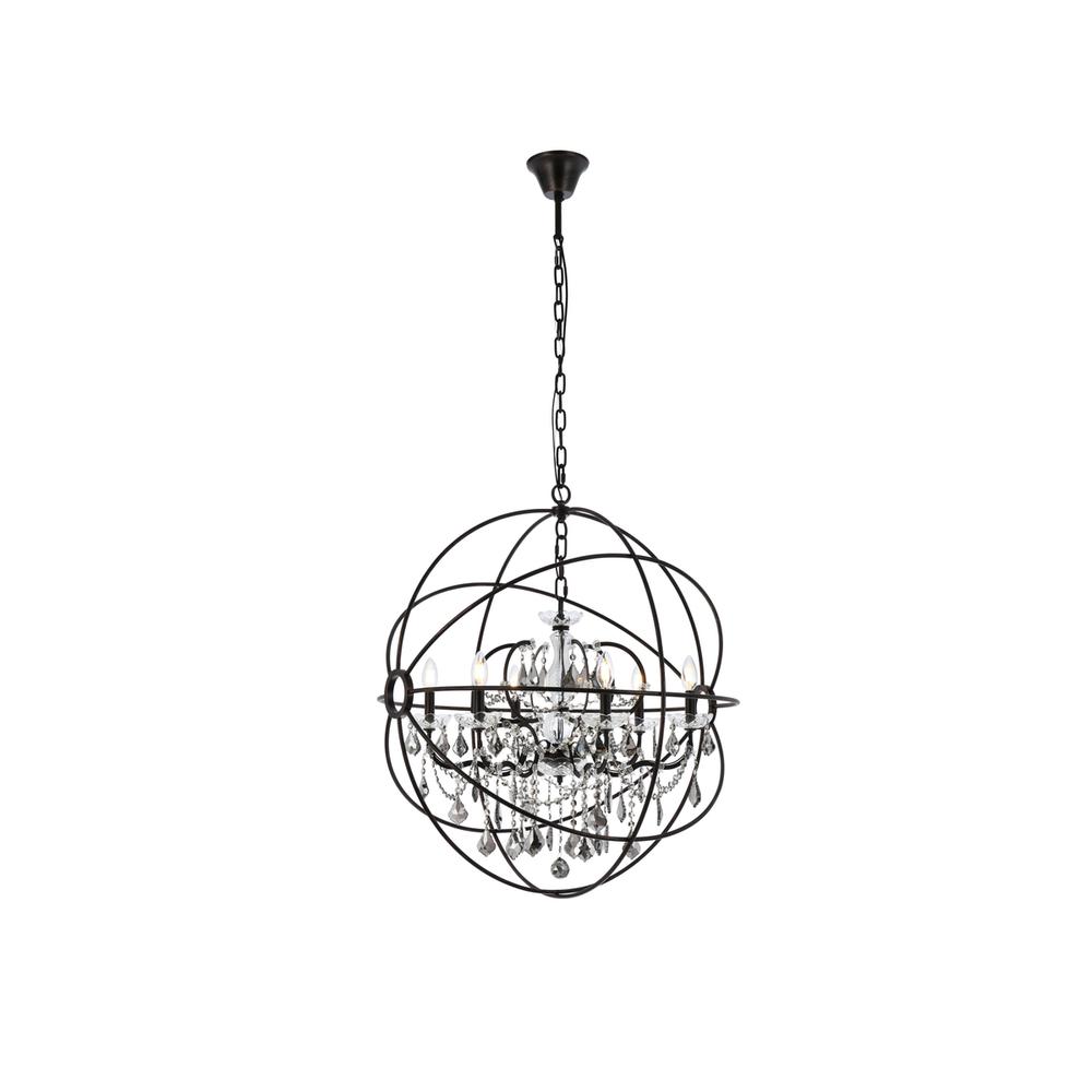 Geneva 6 light Dark Bronze Chandelier Silver Shade (Grey) Royal Cut crystal. Picture 1