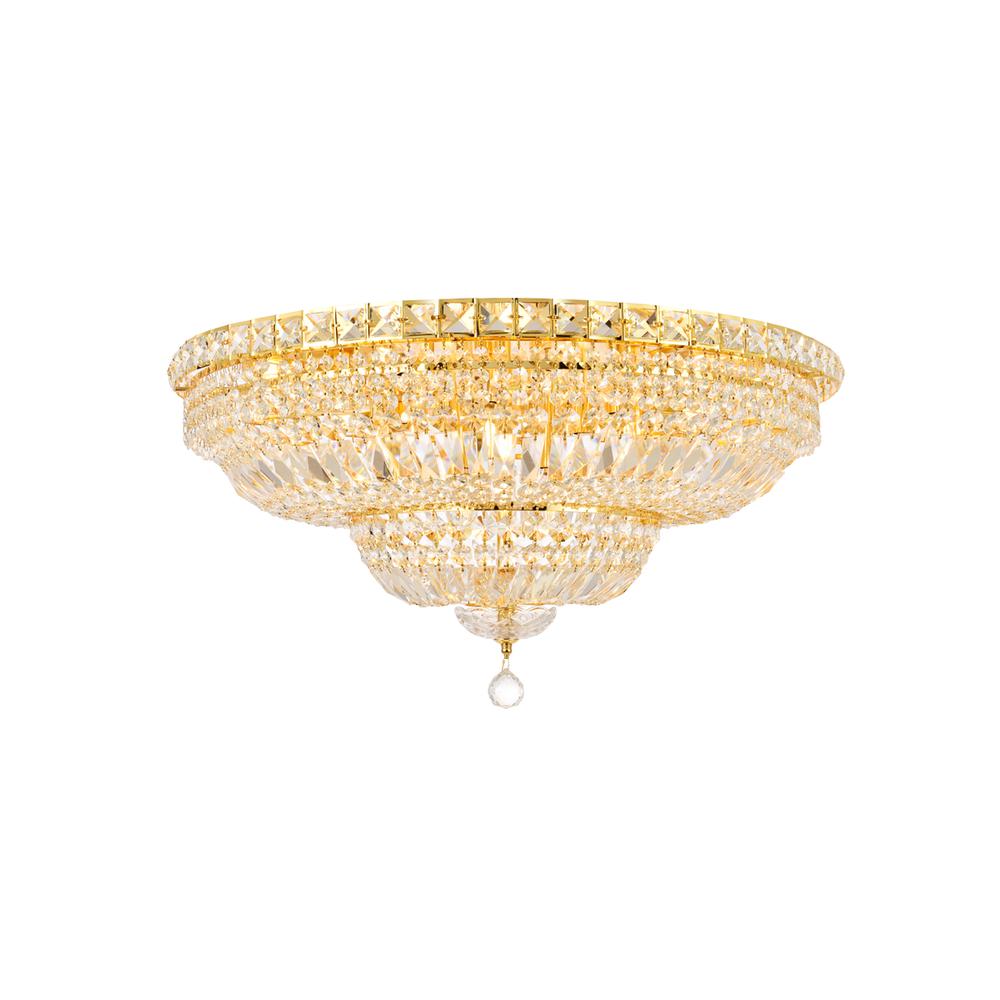 Tranquil 18 light Gold Flush Mount Clear Royal Cut Crystal. Picture 1