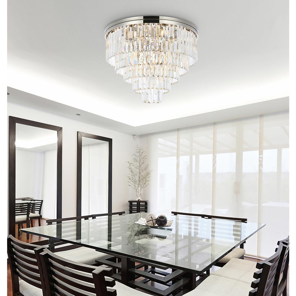 Sydney 17 light polished nickel Flush Mount Clear Royal Cut Crystal. Picture 8
