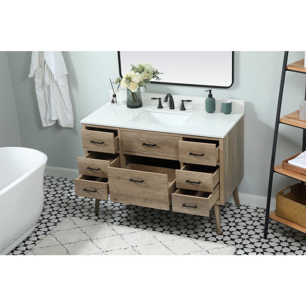 48 inch Single bathroom vanity in natural oak with backsplash. Picture 3