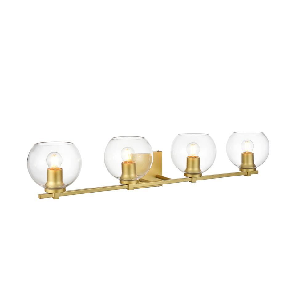Juelz 4 light Brass and Clear Bath Sconce. Picture 3