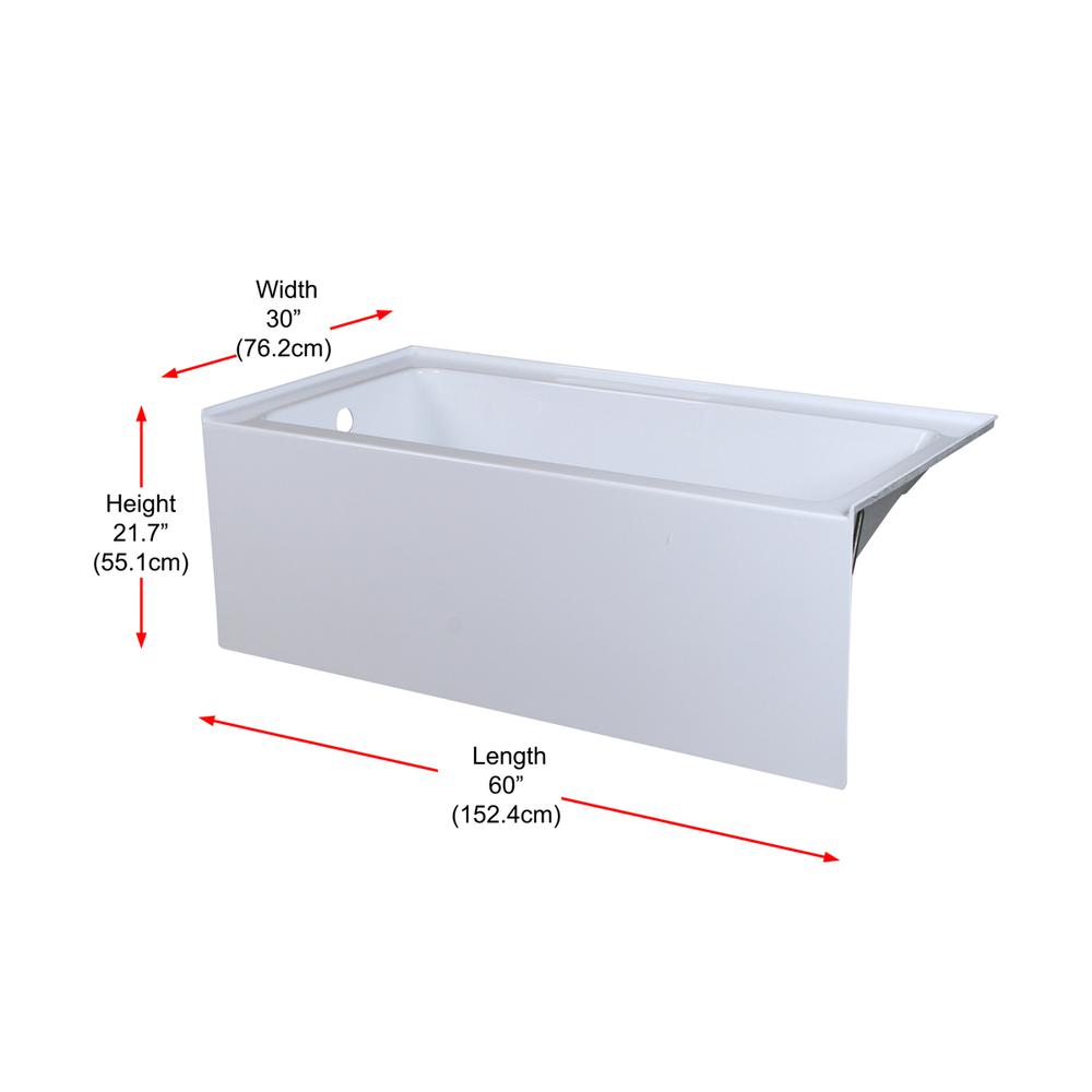 Alcove soaking bathtub 30x60 inch left drain in glossy white. Picture 13