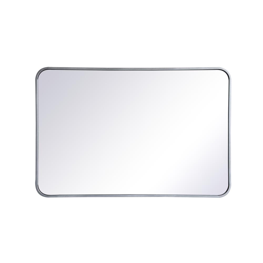 Soft corner metal rectangular mirror 24x36 inch in Silver. Picture 1
