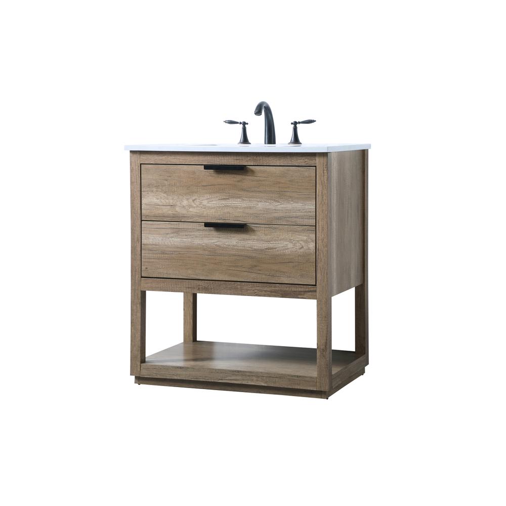 30 Inch SIngle Bathroom Vanity In Natural Oak. Picture 7