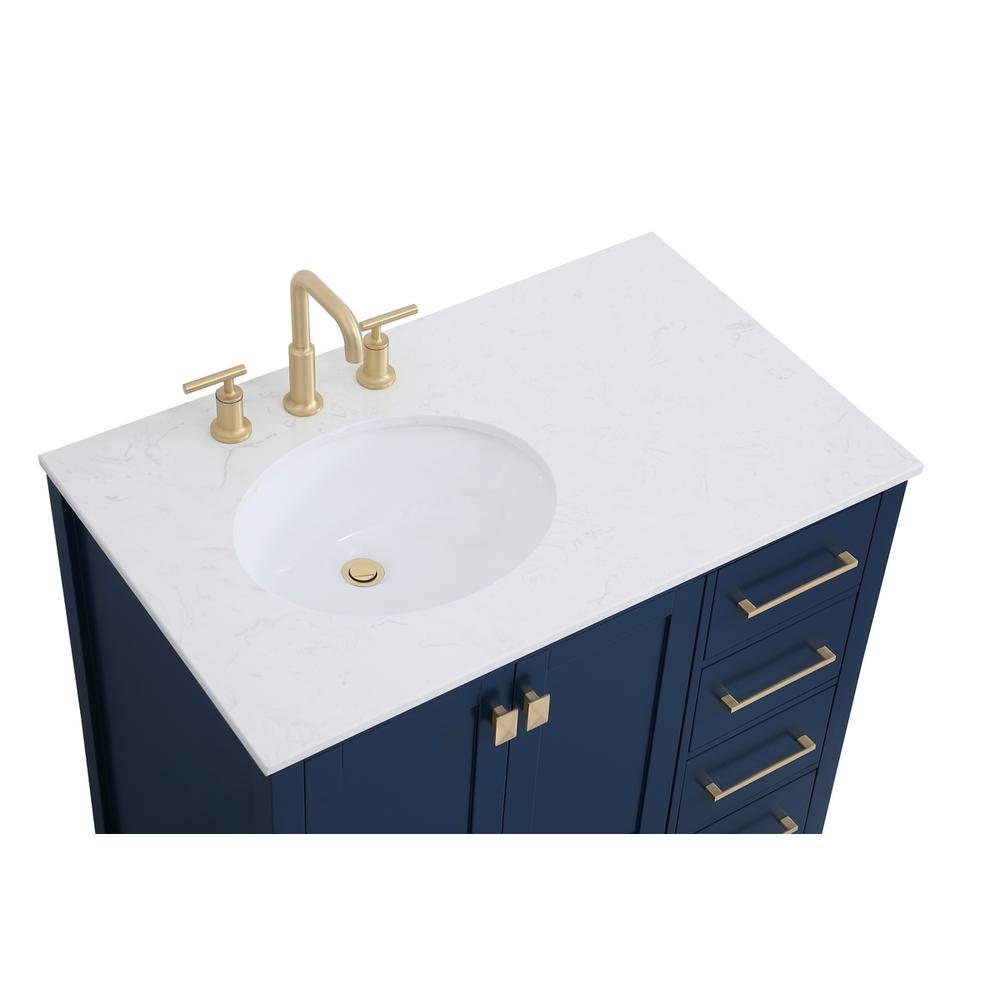 36 inch Single Bathroom Vanity in Blue. Picture 9