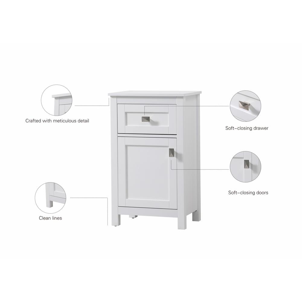 18 Inch Wide Bathroom Storage Freedstanding Cabinet In White. Picture 11