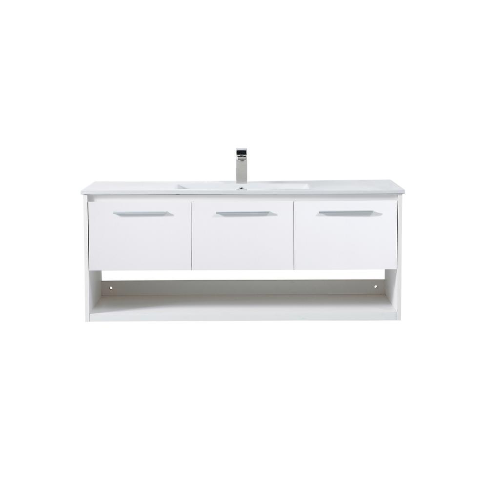 48 inch  Single Bathroom Floating Vanity in White. Picture 1