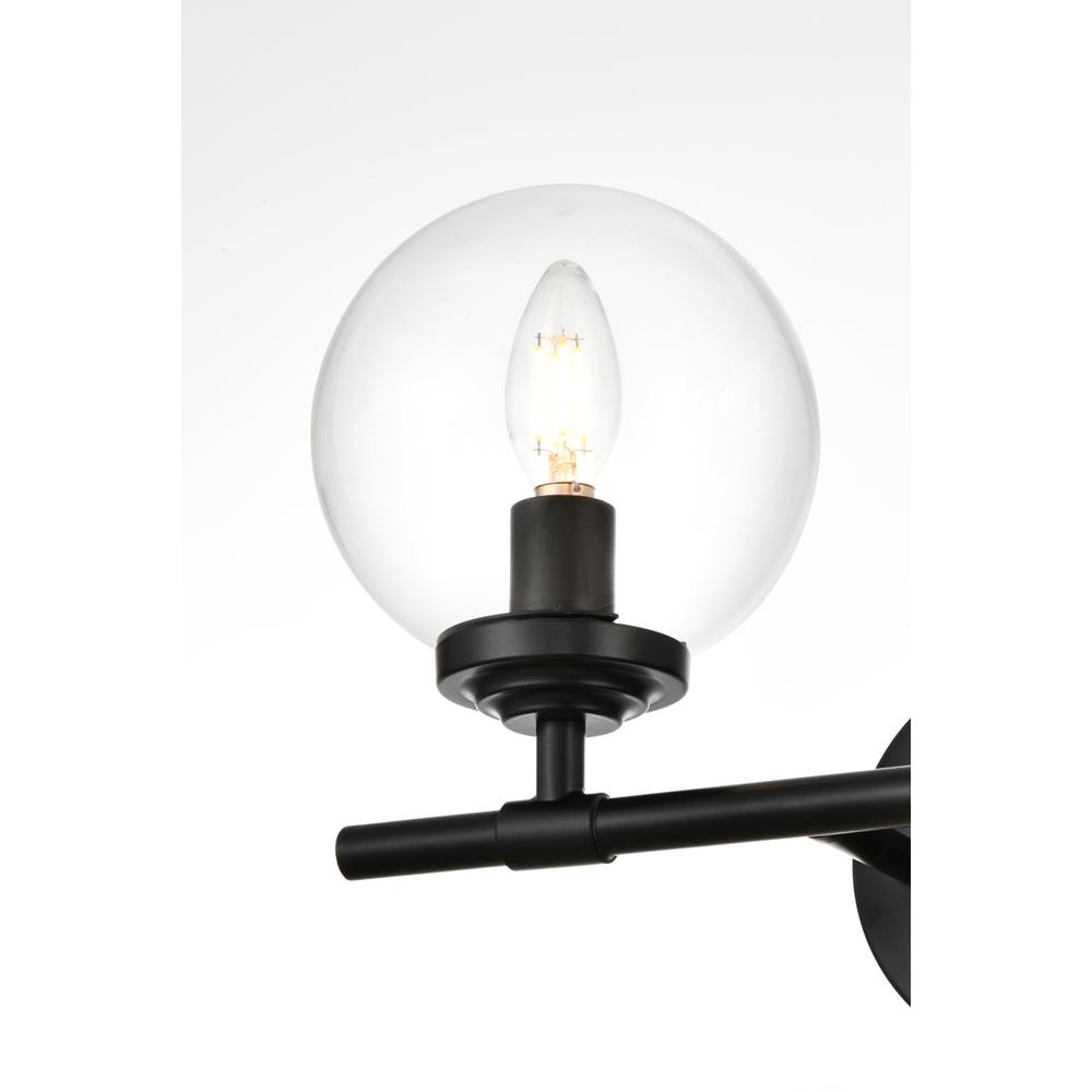 Ingrid 2 light Black and Clear Bath Sconce. Picture 3