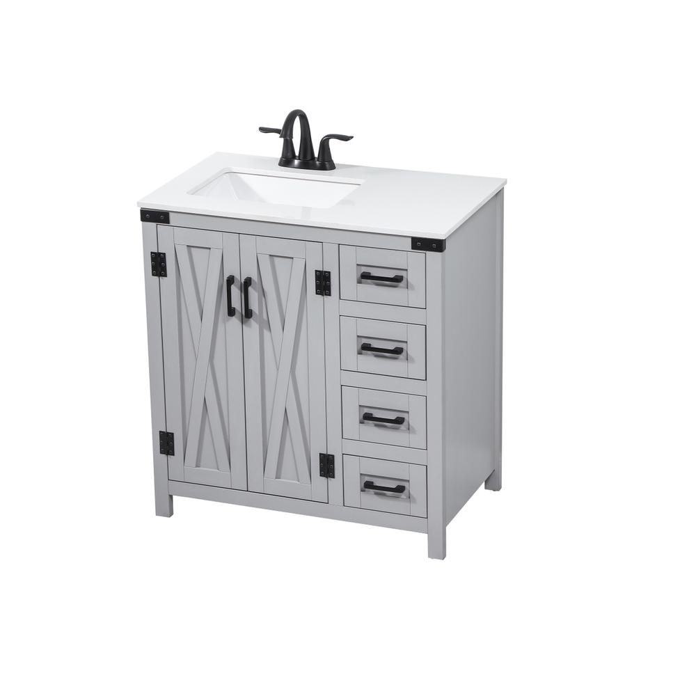 32 inch Single bathroom vanity in grey. Picture 8
