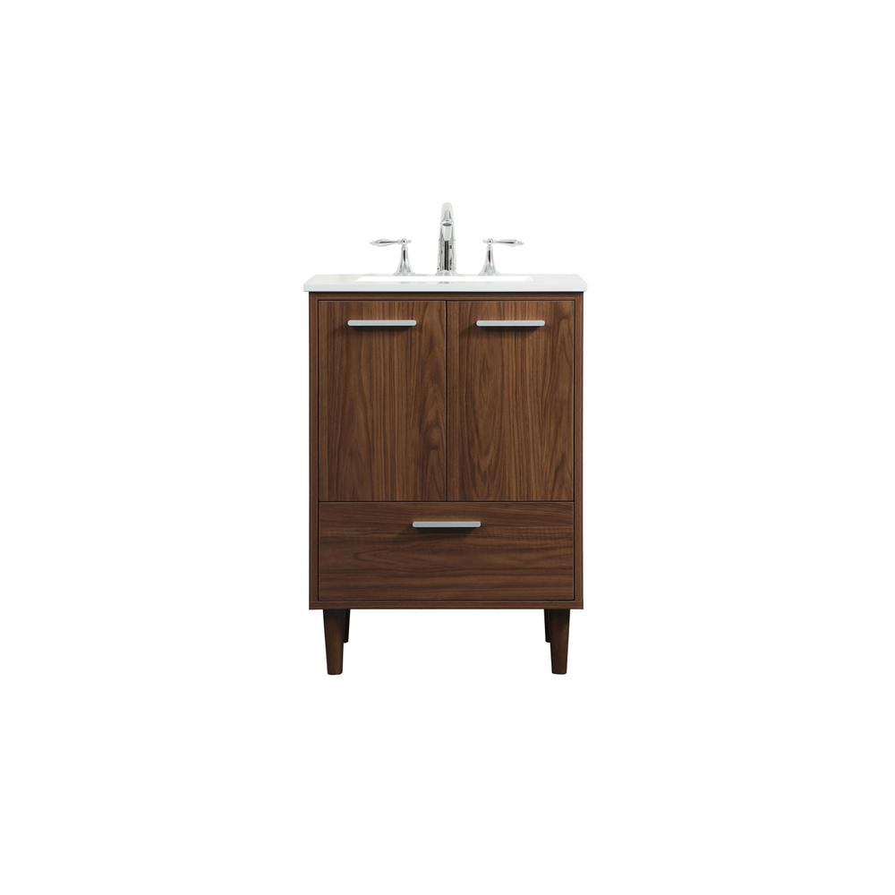 24 inch bathroom vanity in Walnut. Picture 1