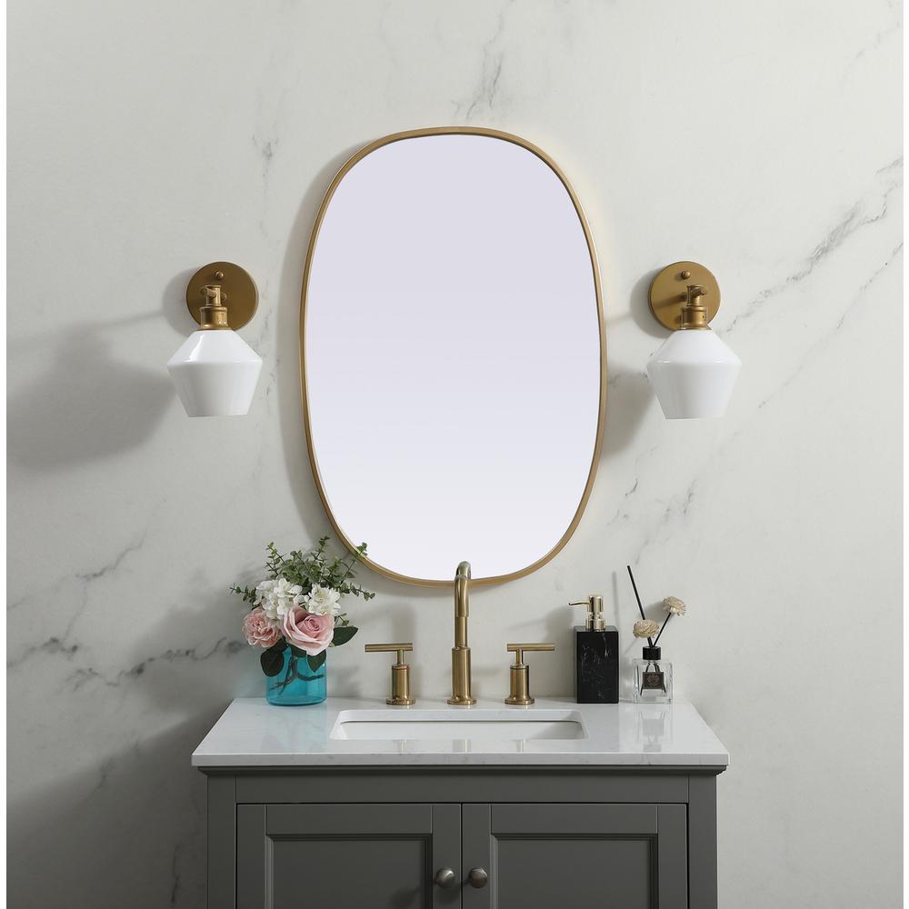 Metal Frame Oval Mirror 20x30 Inch in Brass. Picture 11
