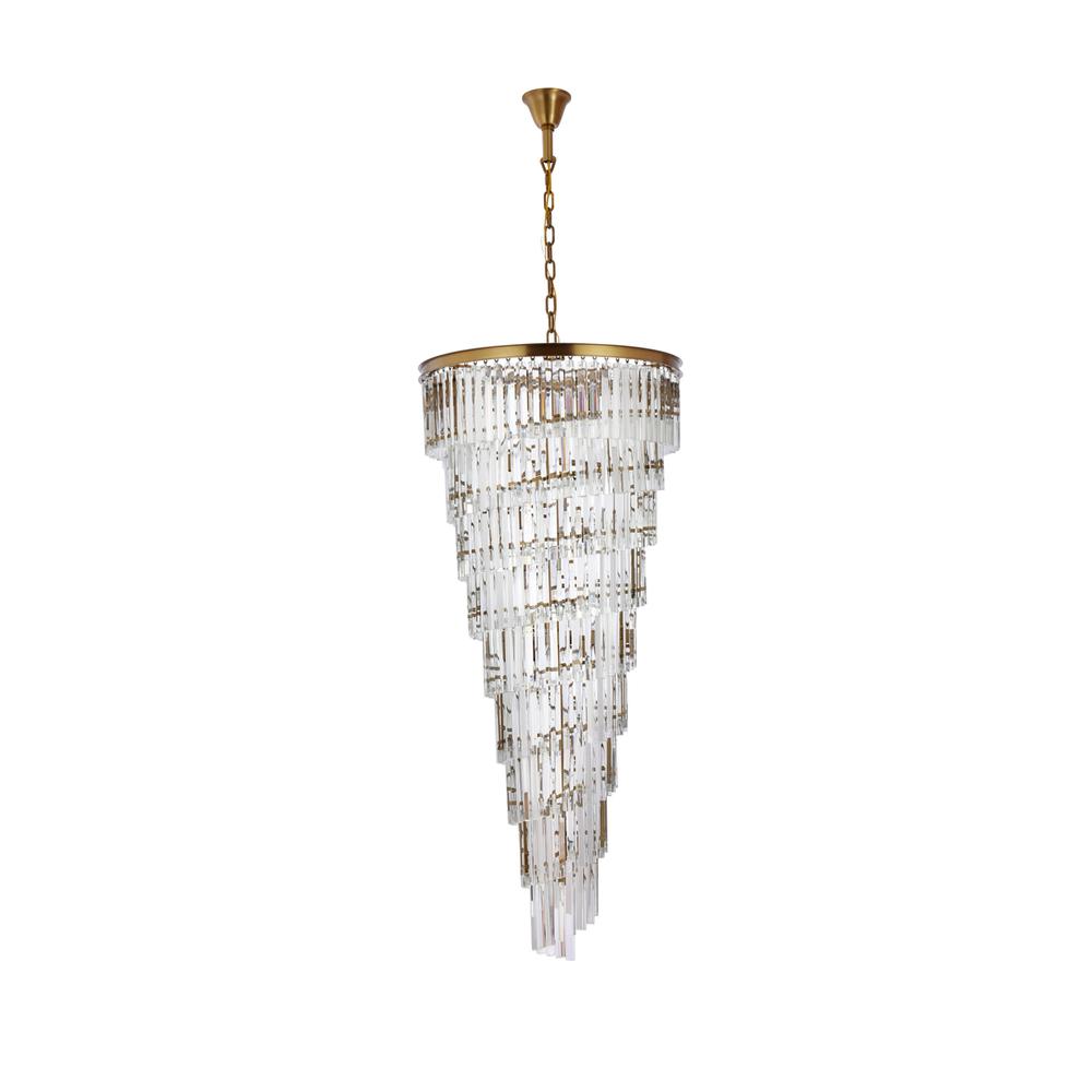 Sydney 30 inch spiral crystal chandelier in satin gold. Picture 6