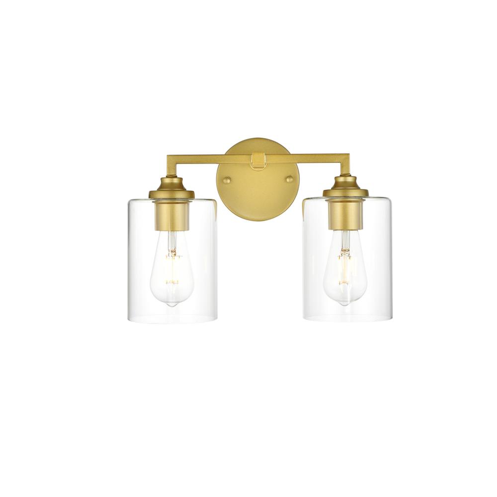 Mayson 2 light Brass and Clear Bath Sconce. Picture 1